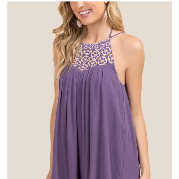 Purple Embroidered Dress - Picture 1 of 6